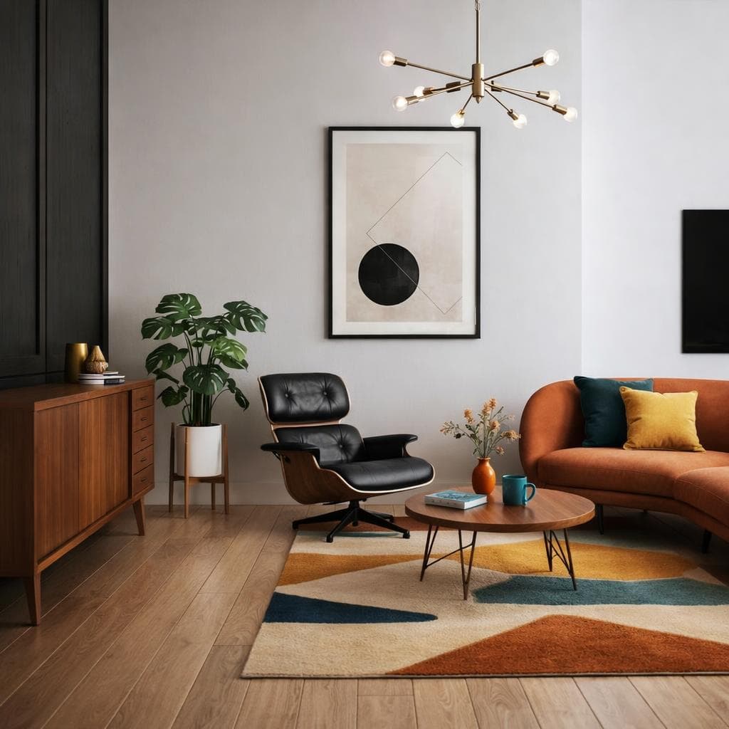 Room after Mid-century modern redesign